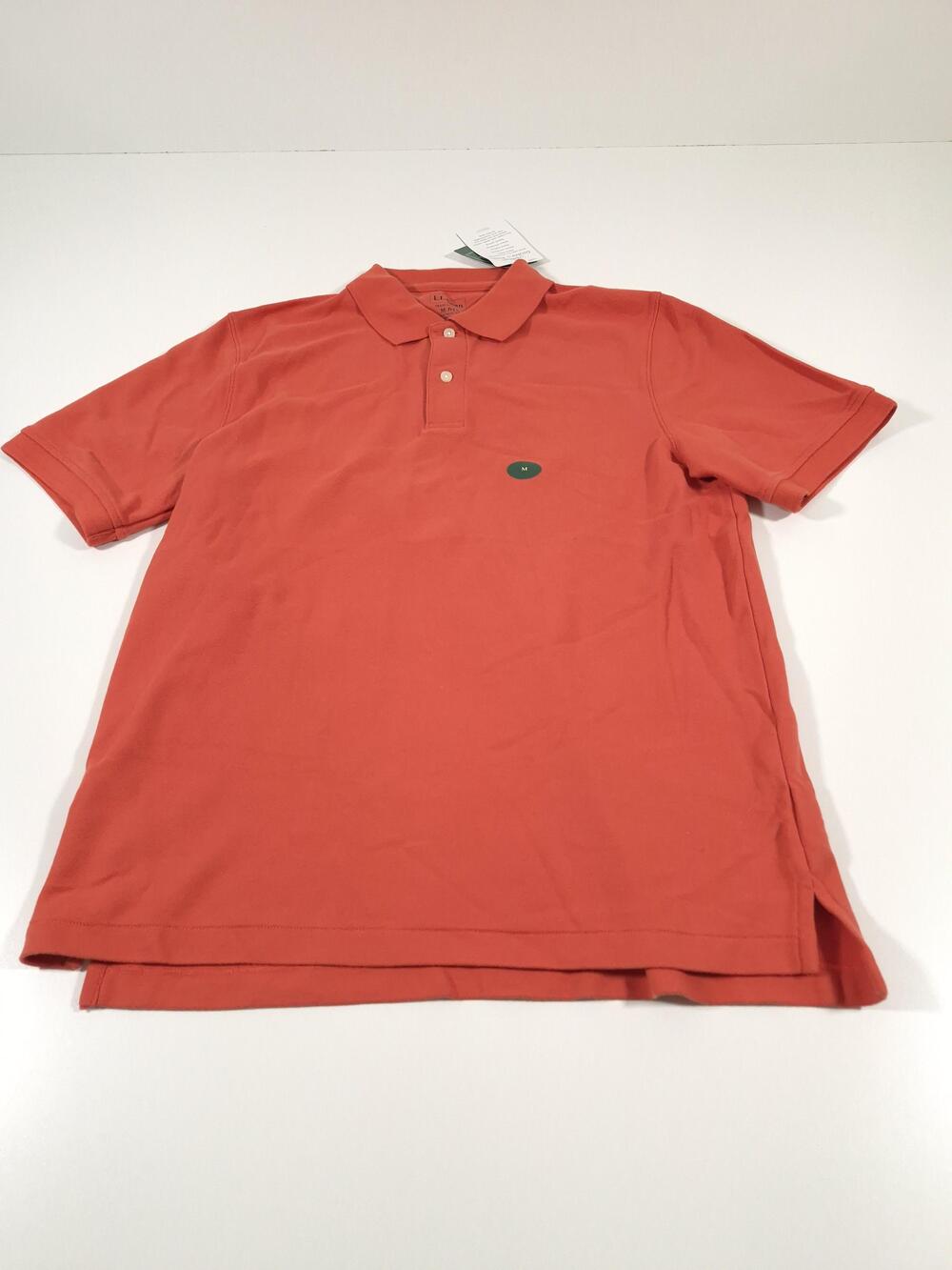 L.L. Bean Polo Shirt Mens M Orange Traditional Fit Cotton Knit Short Sleeve